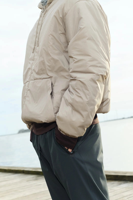 Beige Hooded Padded Jacket – Lightweight Zip-Up Winter Coat for Everyday Wear