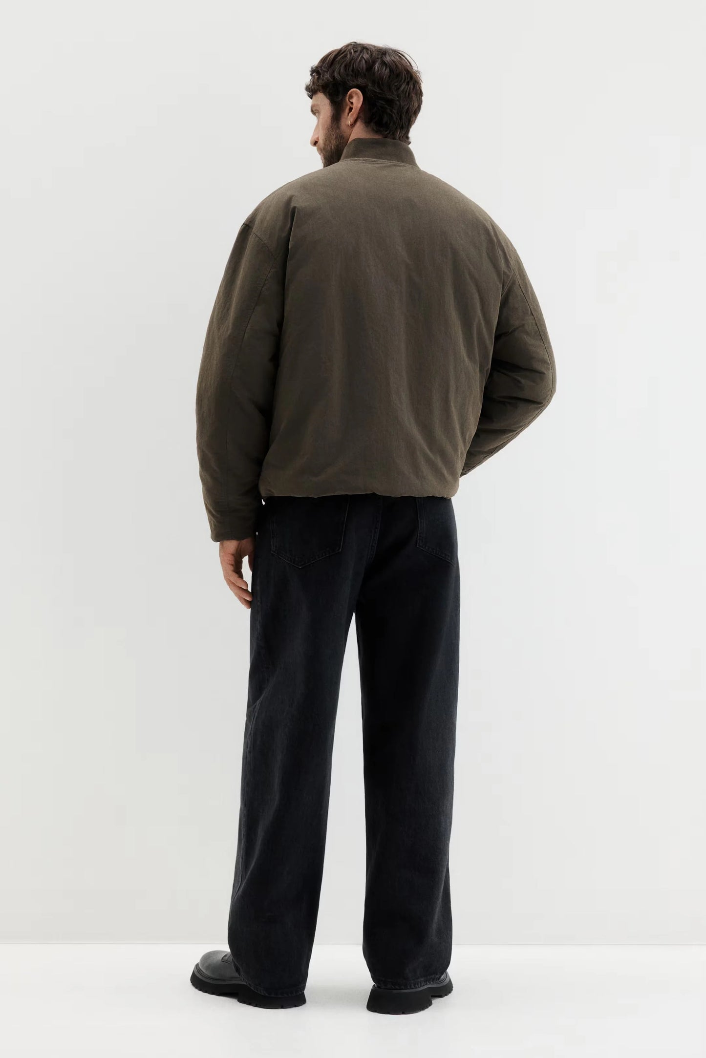 Olive Brown Zip-Up Jacket – Minimalist Lightweight Bomber Style Jacket