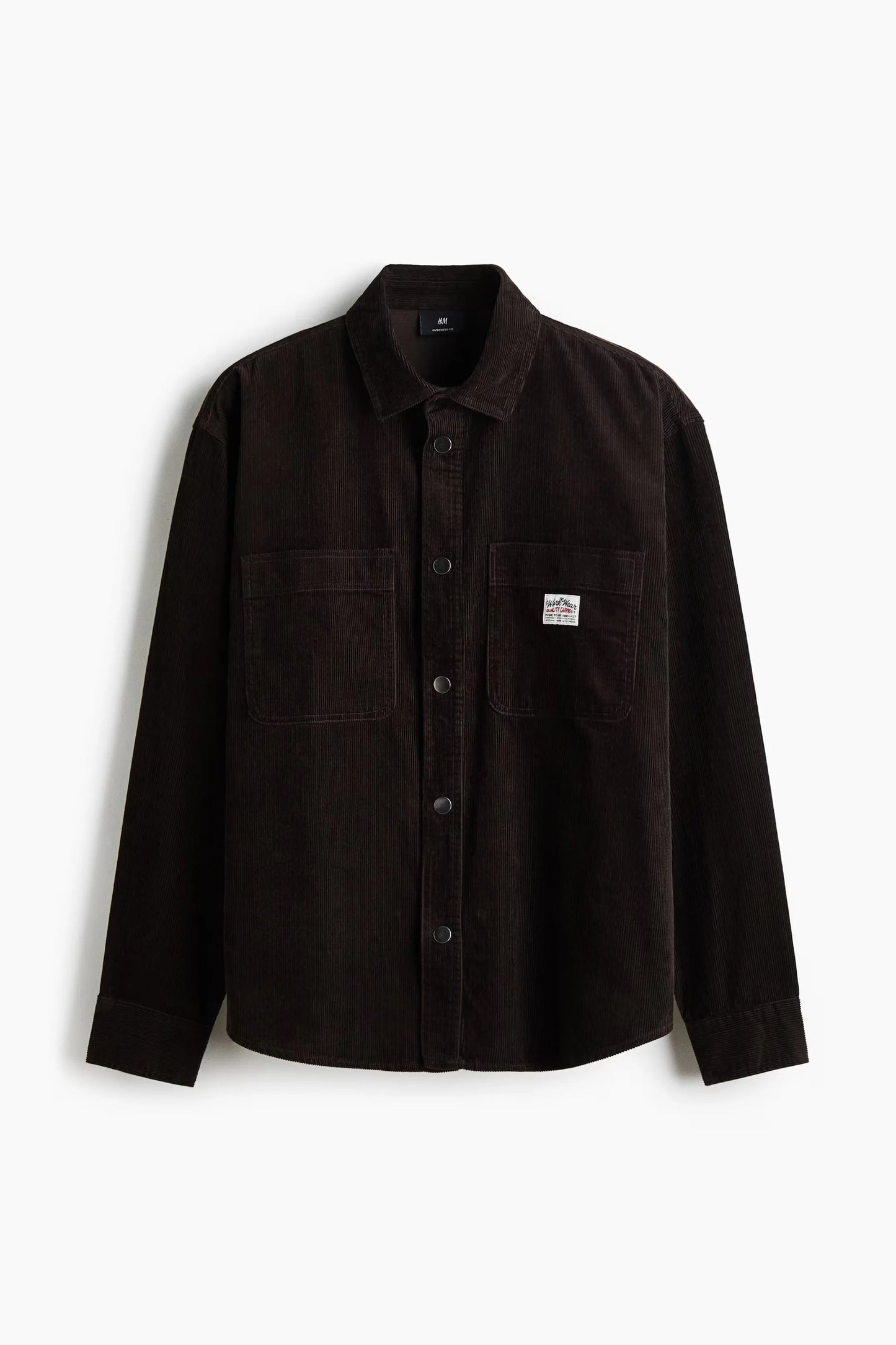 Dark Brown Corduroy Shirt Jacket – Button-Up Workwear Shacket