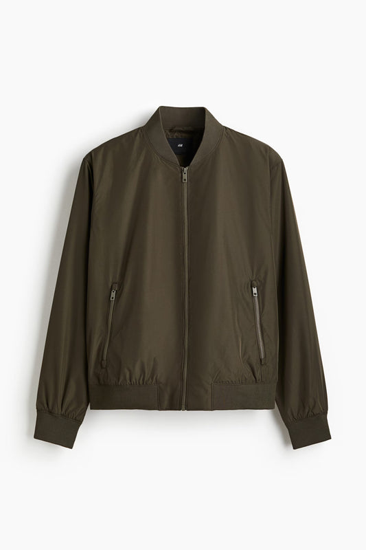Olive Green Bomber Jacket – Lightweight Zip-Up Flight Jacket for Everyday Wear