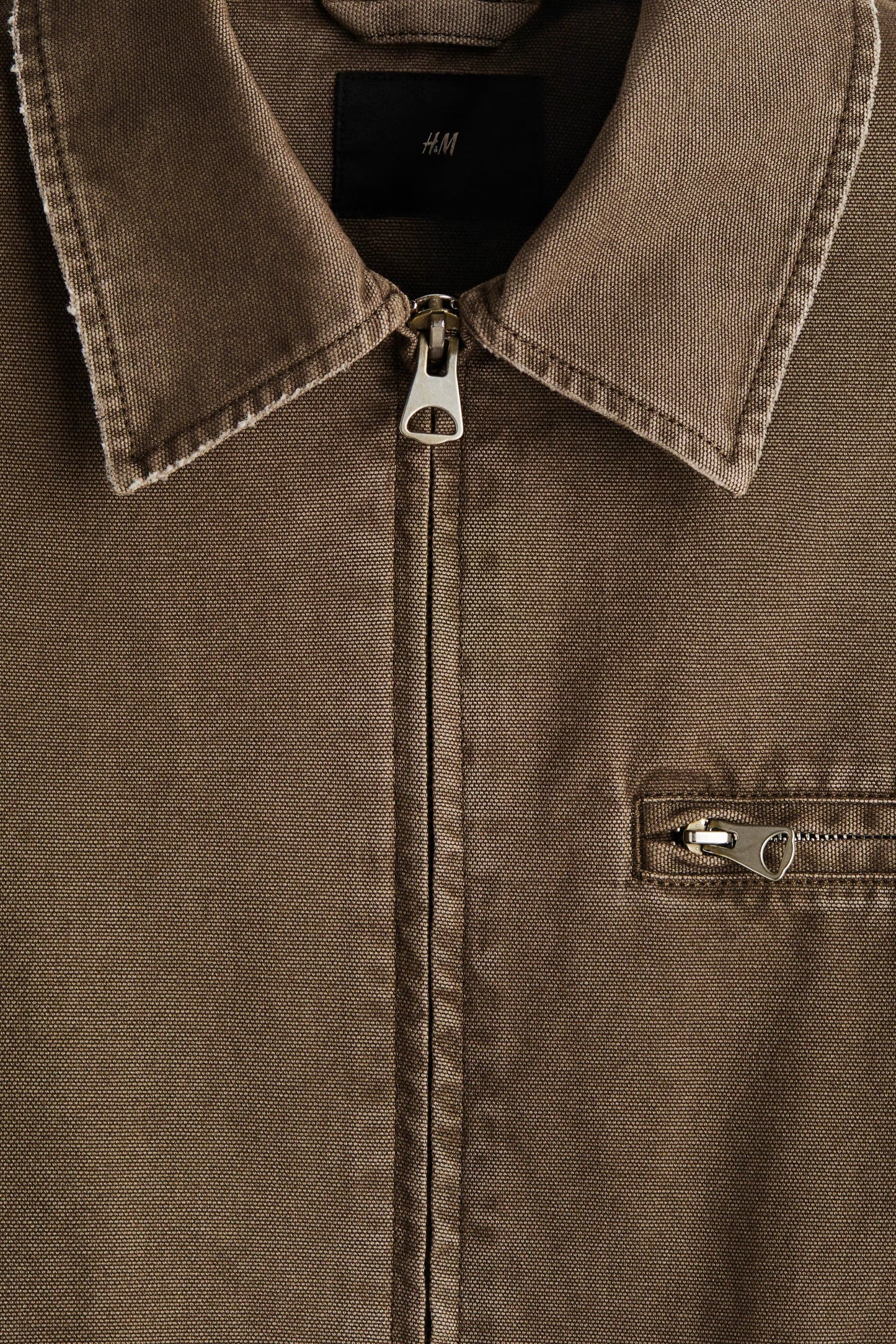 Brown Zip-Up Casual Jacket – Vintage Style Cotton Jacket with Collar