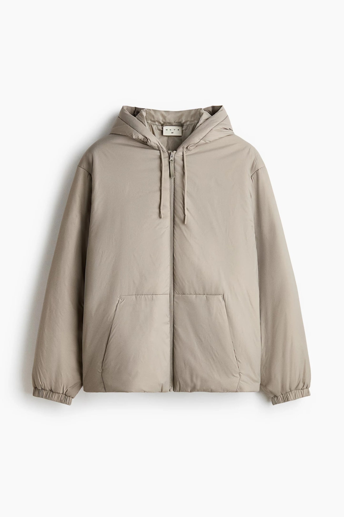 Beige Hooded Padded Jacket – Lightweight Zip-Up Winter Coat for Everyday Wear