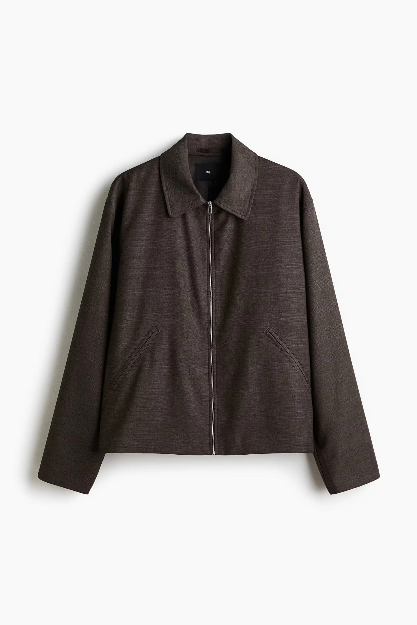 Dark Brown Zip-Up Casual Jacket – Minimal Tailored Jacket for Everyday Wear