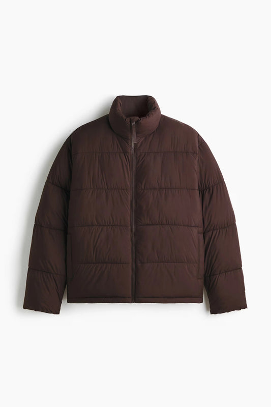 Brown Puffer Jacket – Warm Lightweight Zip-Up Winter Coat