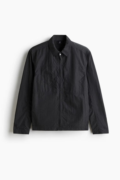 Black Lightweight Zip-Up Jacket – Minimal Casual Jacket for Everyday Wear
