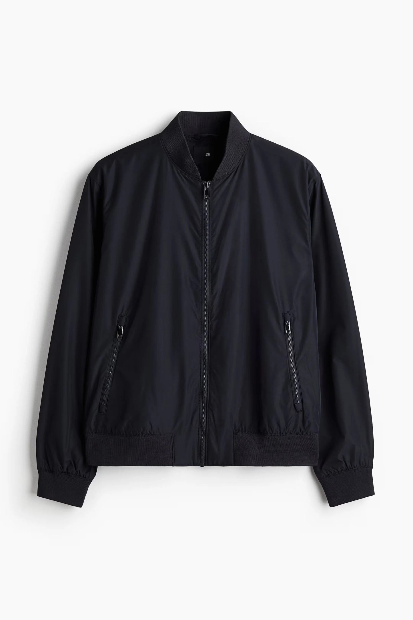 Black Lightweight Bomber Jacket – Minimal Zip-Up Flight Jacket for Everyday Wear