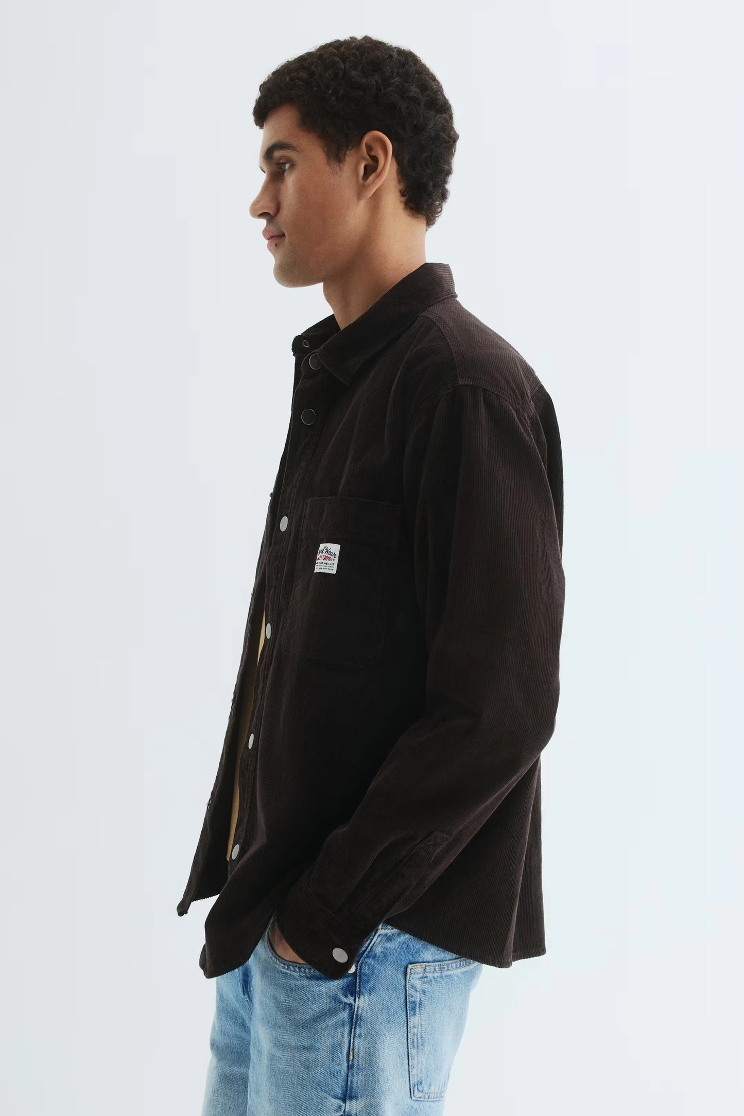 Dark Brown Corduroy Shirt Jacket – Button-Up Workwear Shacket