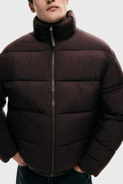 Brown Puffer Jacket – Warm Lightweight Zip-Up Winter Coat