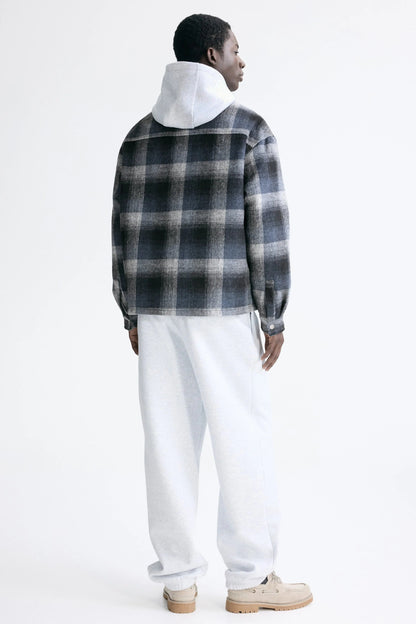 Grey Plaid Shirt Jacket – Button-Up Flannel Shacket for Casual Wear