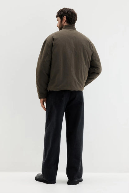 Olive Brown Zip-Up Jacket – Minimalist Lightweight Bomber Style Jacket