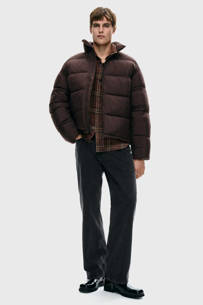 Brown Puffer Jacket – Warm Lightweight Zip-Up Winter Coat